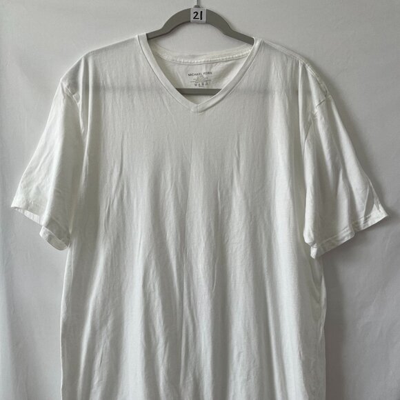 Michael Kors Mens White Short Sleeve V Neck Pullover  Comfy T Shirt Size XL - Picture 1 of 6